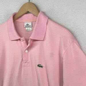 LACOSTE Shirt Mens 5 M Polo Golf Performance Short Sleeve Pique Cotton Pink